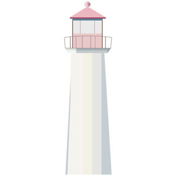 A white and pink lighthouse with a pink roof png