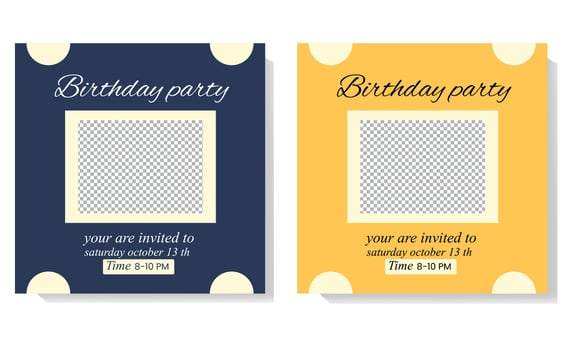 Birthday Template For Social Media Post Banner Party Invitation vector