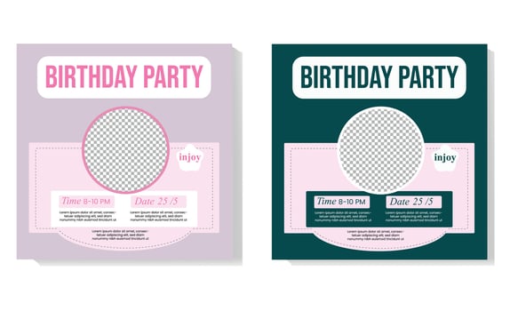 Girls Birthday Invite Template vector