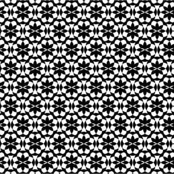 A black and white pattern with flowers vector