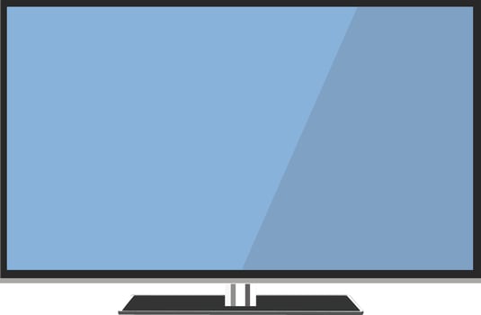 Modern wide screen television displaying blue and gray gradient background vector