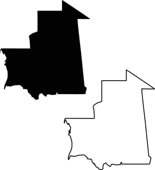 Map of Mauritania Silhouette Flat and Outline Design vector
