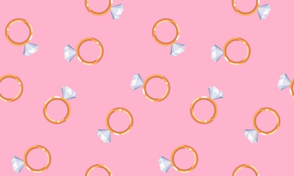 elegant and cute engagement rings repeat pattern for anniversary gift wrapping paper and romantic celebration themed projects postcard vector