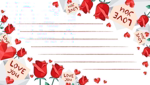 Love letter template with roses and hearts vector