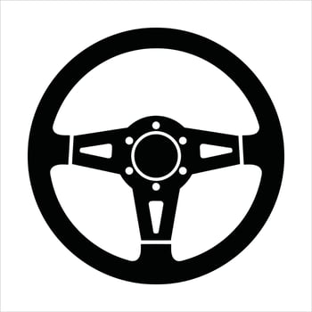 Art of black steering wheel isolated on white background vector