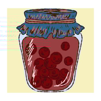 a jar of cherries with a blue lid vector