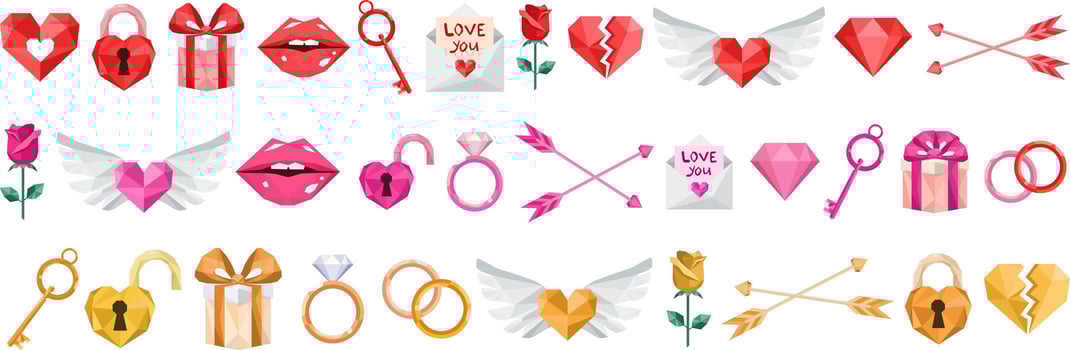 Romantic icons collection for Valentine's Day vector