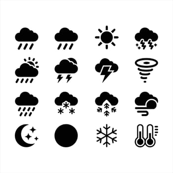 Weather Icons Collection Black And White forecast meteorology vector