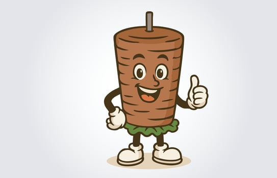 Turkish Doner Mascot Cartoon Character Logo Template vector