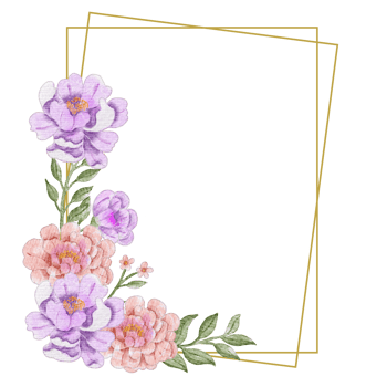 Purple and Peach Watercolor Flower Frame png