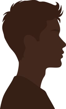 Male silhouette profile illustration with short hair in dark brown color on white background for design use vector