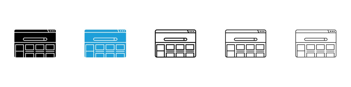 Website UI design icons design illustrations in black and blue colors for web and ui designs vector