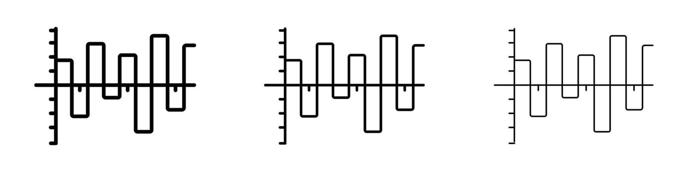 Wave square icons design illustrations in black and blue colors for web and ui designs vector