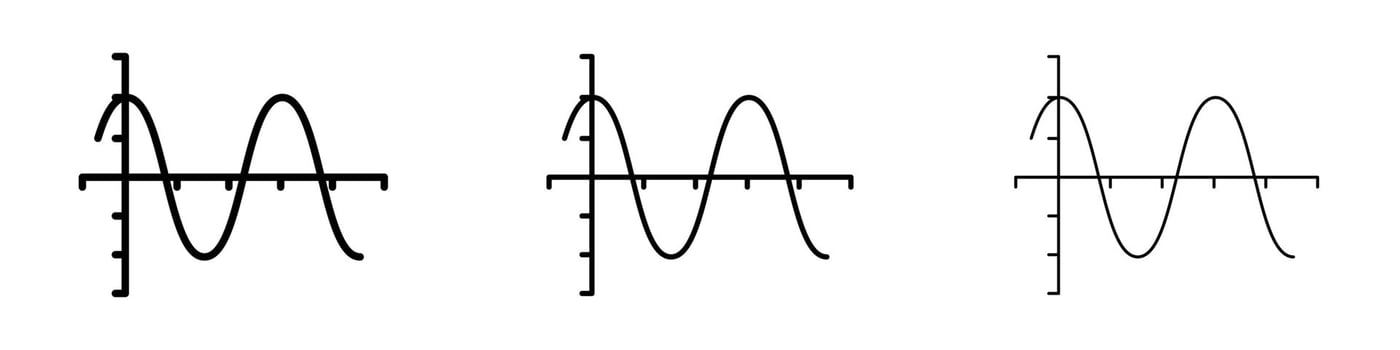 Wave sine icons design illustrations in black and blue colors for web and ui designs vector