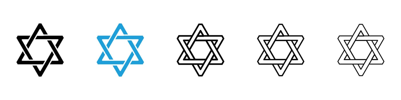 Star of david icons design illustrations in black and blue colors for web and ui designs vector
