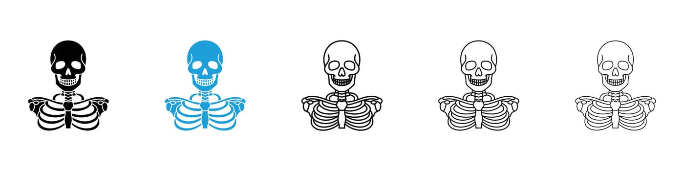 Skeleton icons design illustrations in black and blue colors for web and ui designs vector