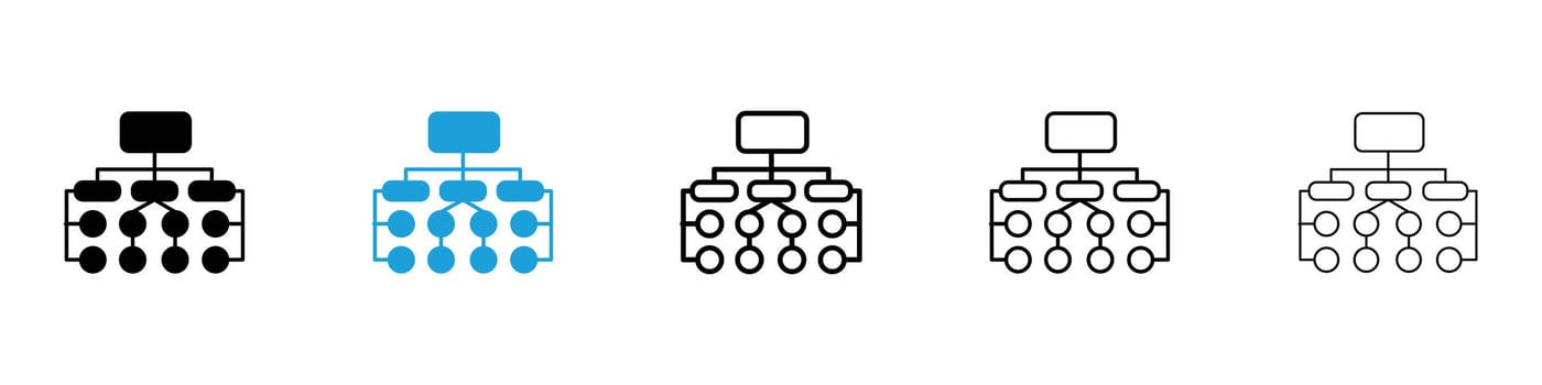 Sitemap icons design illustrations in black and blue colors for web and ui designs vector
