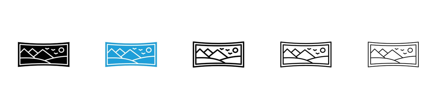 Rectangle panoramic icons design illustrations in black and blue colors for web and ui designs vector