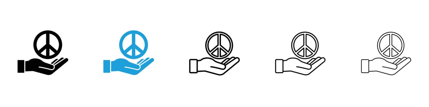Peace icons design illustrations in black and blue colors for web and ui designs vector