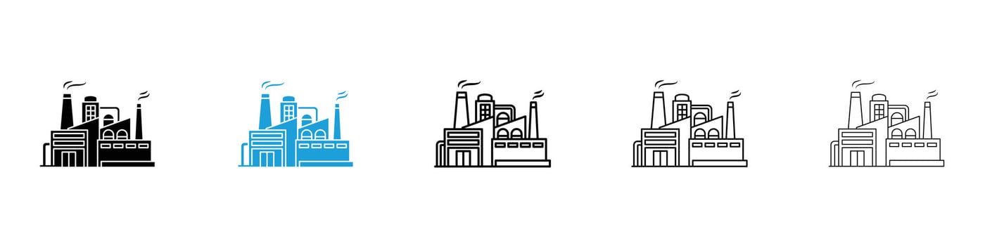 Industry icons design illustrations in black and blue colors for web and ui designs vector
