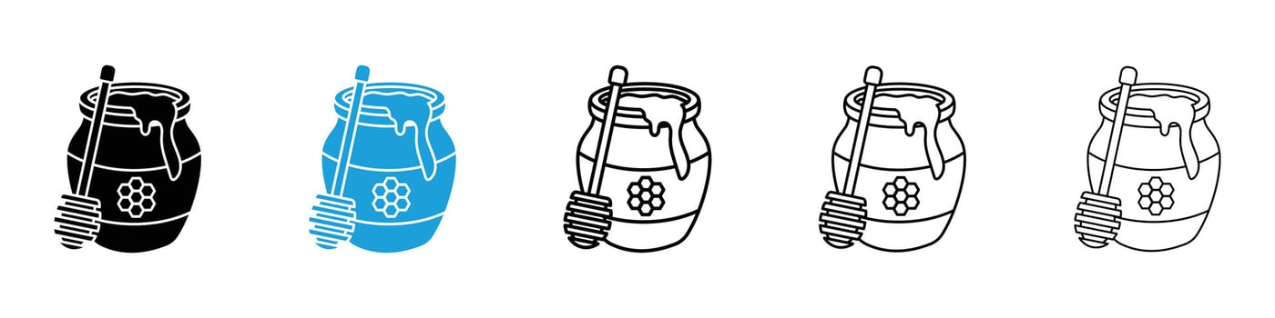 Honey pot icons design illustrations in black and blue colors for web and ui designs vector