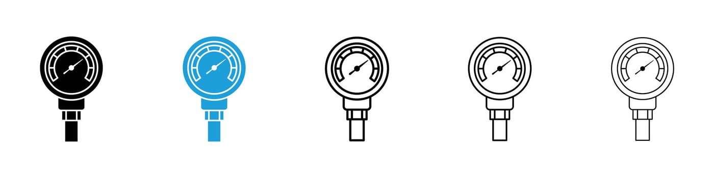 Gauge icons design illustrations in black and blue colors for web and ui designs vector