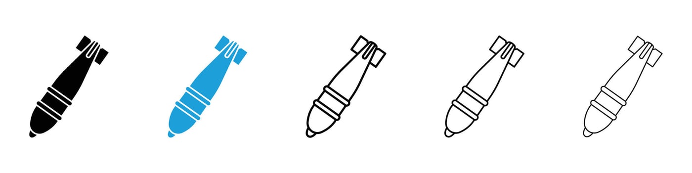 Bomb icons design illustrations in black and blue colors for web and ui designs vector