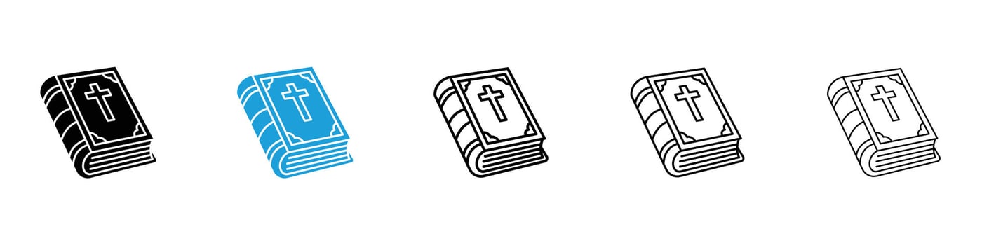 Bible icons design illustrations in black and blue colors for web and ui designs vector