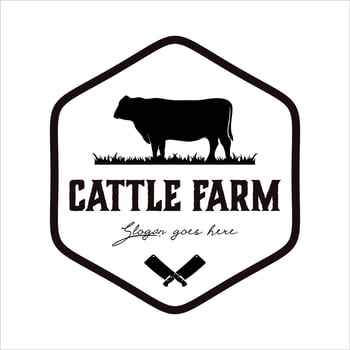 retro vintage cattle farm logo concept. design template illustration. vector