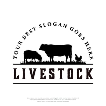 retro vintage, livestock Farm animal logo template illustration. vector