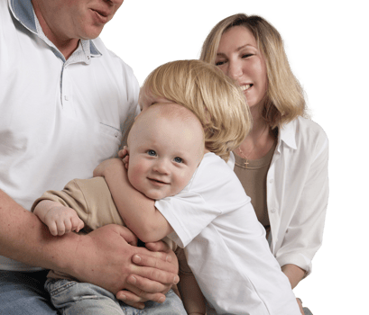 happy family, children hugging each other, warm family relations, children in the arms of their parents, isolated object on transparent background, png