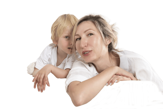 happy childhood, mom and son on the couch, relaxing with a child, family evening, communication with a child, family emotions, isolated object on transparent background png