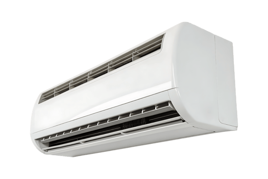 White air conditioner unit with horizontal vents image png