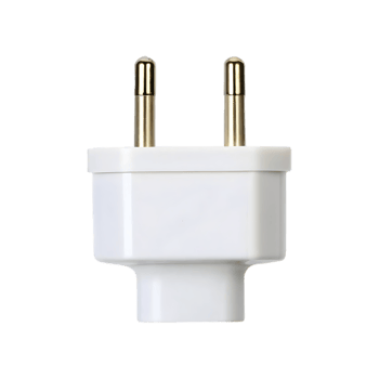 White electrical adapter with silver prongs plug png