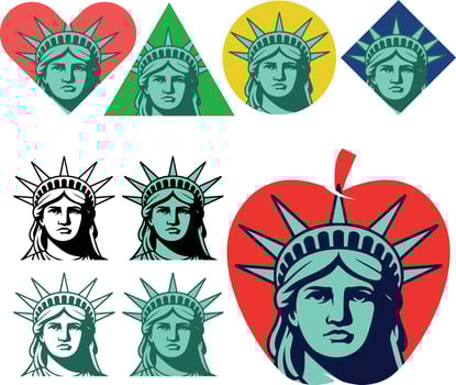 Liberty Icon Inside Colorful Shapes vector