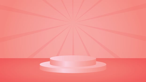 Clean pink background with circular podium and radial light rays ideal for product display, branding, marketing visuals, and modern advertising scenes vector