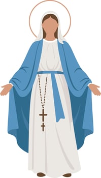 The virgin mary in blue and white dress vector