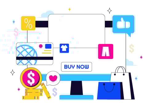 Illustration of online shopping elements vector