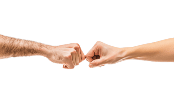 Two fists bump together in a gesture of friendship isolated und png