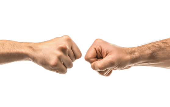 Two fists meeting together in a friendly gesture isolated on transparent background png