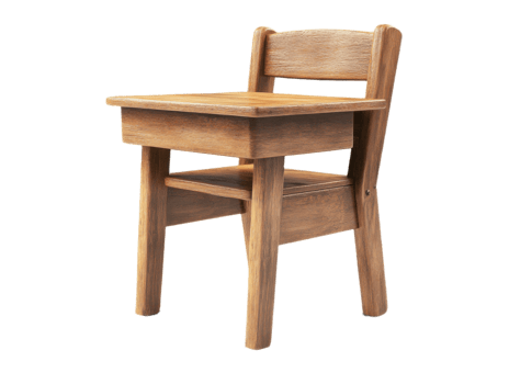 Rustic wooden child s desk and chair combination isolated on transparent background png