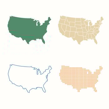 Simple Different Style United States Map Shape Collection Set Illustration vector