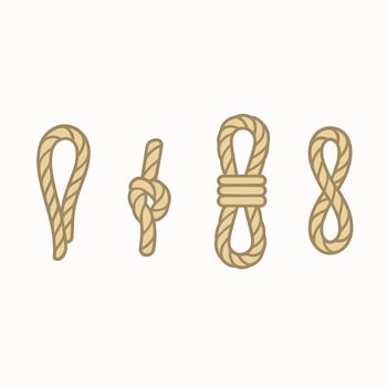 Minimalist Illustration of Different Types of Rope Knots Icon Set vector