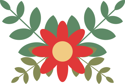 red flower and leaves png
