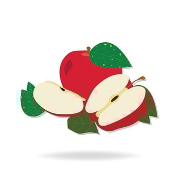 Red apple or slice clip art illustration vector