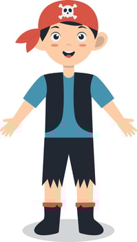 Kid Pirate Character. Isolated on White Background. vector
