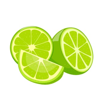 Three sliced lime segments vector