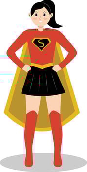 Women Superhero Character on White Background vector