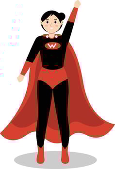Women Superhero Character in Flat Design vector