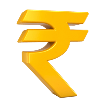 Isolated golden Indian Rupee symbol illustration on transparent background png